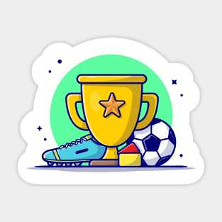 Soccer Sport Trophy with Soccer Ball and Shoes Cartoon Vector Icon Illustration Sticker